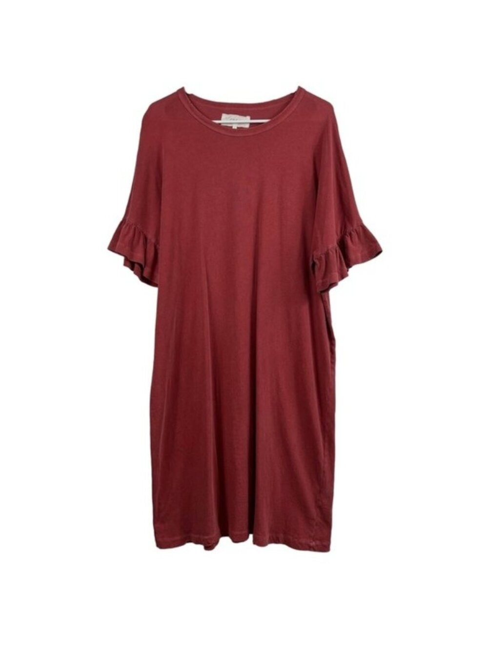 The Great. Ruffle Sleeve Cotton T-Shirt Dress Coral Size 3 Large